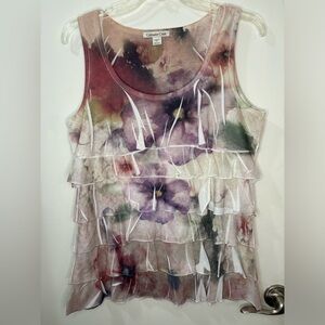 Coldwater Creek Women’s Sleeveless Top Shirt Size M Medium Tiered Floral Ruffled